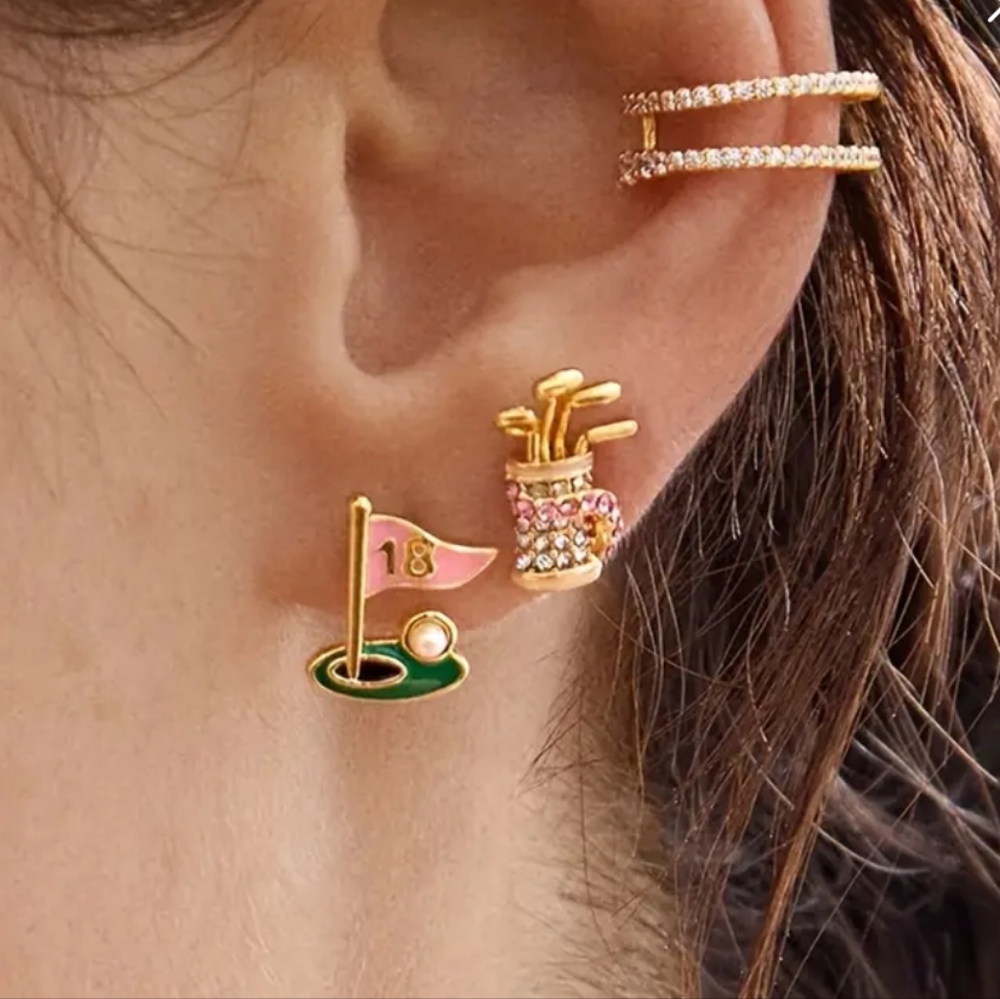 Golf earrings cut pink